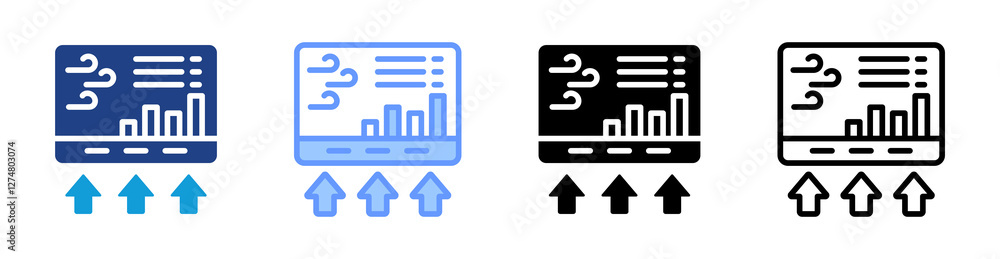 Poster Air Quality Monitoring icon set multiple style collection