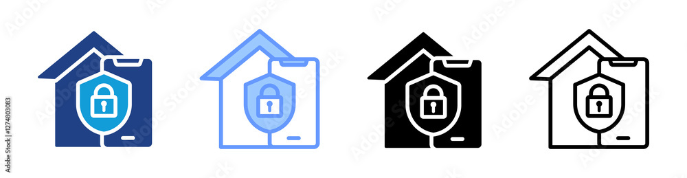Poster home safety device icon set multiple style collection