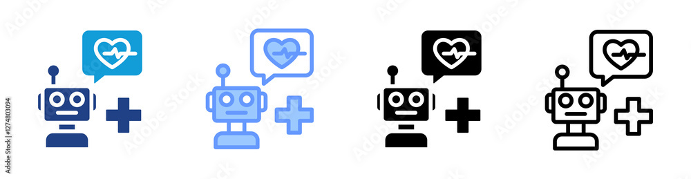 Aufkleber Health Chatbot icon set multiple style collection