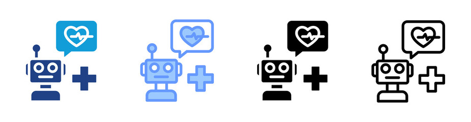 Health Chatbot icon set multiple style collection