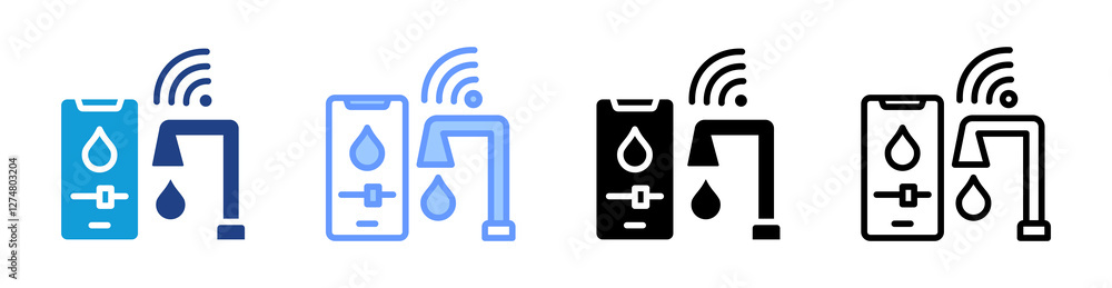 Poster Smart Faucet icon set multiple style collection
