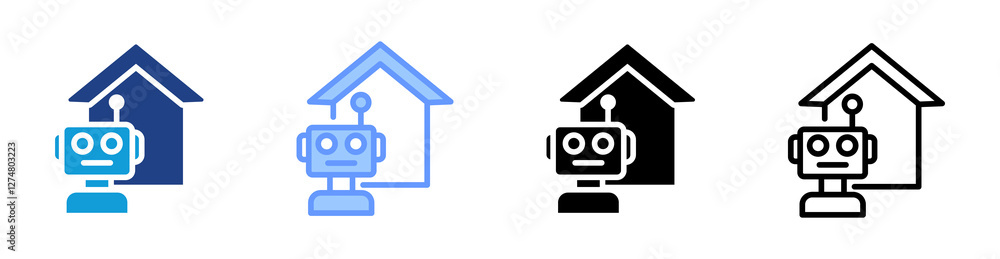 Poster home virtual assistant icon set multiple style collection