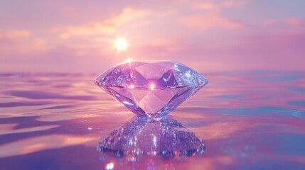 Light-blue tinted diamond sparkling with cool-toned reflections on a bright background