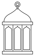 Dome Joined Rectangle Black Outline Islamic Lantern Element for Ramadan Arabic Hanging Oil Lamp Lights