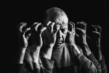 Person in panic, stress burnout