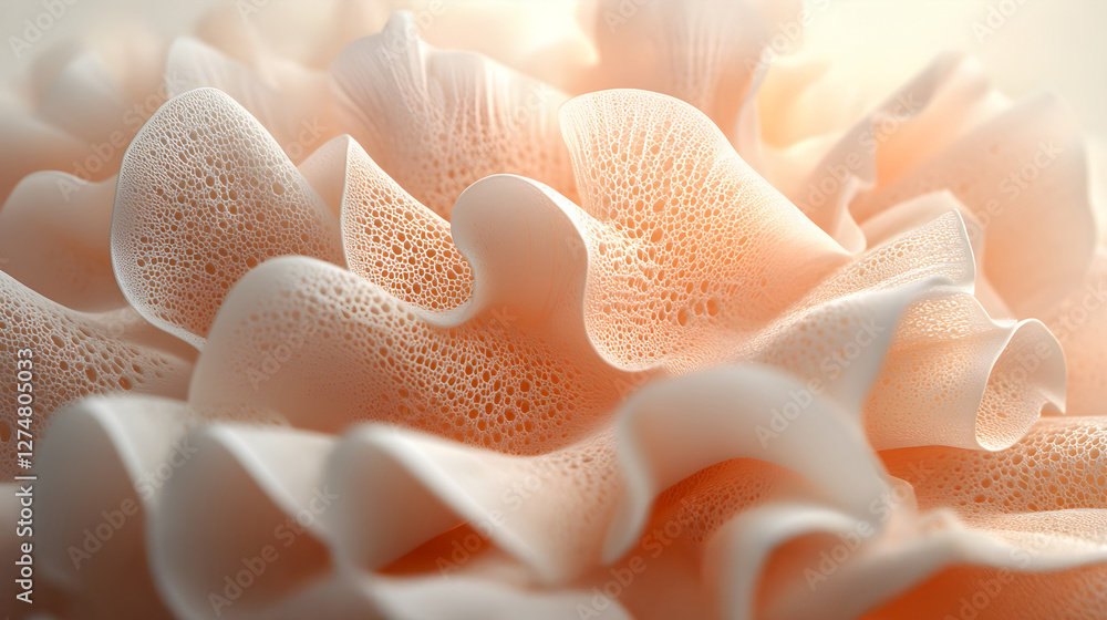 Poster close-up of a unique, abstract texture. soft peach and cream colors create a flowing, organic feel. 