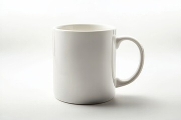 Obraz premium A blank ceramic mug resting on a minimalist surface, ready for creativity or a warm beverage moment isolated on transparent background
