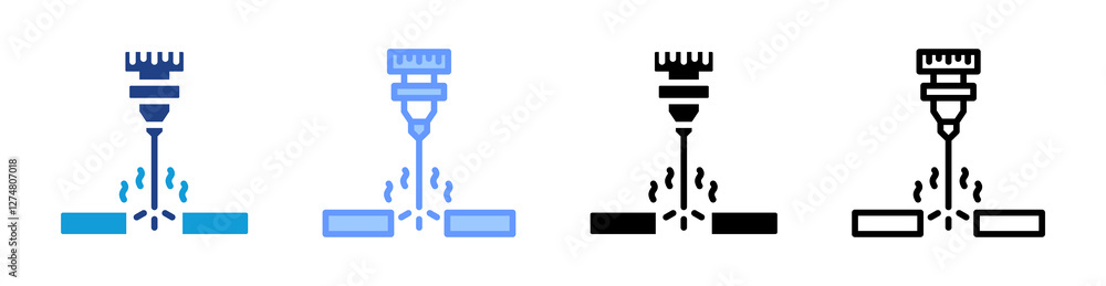 Poster laser cutting icon set multiple style collection