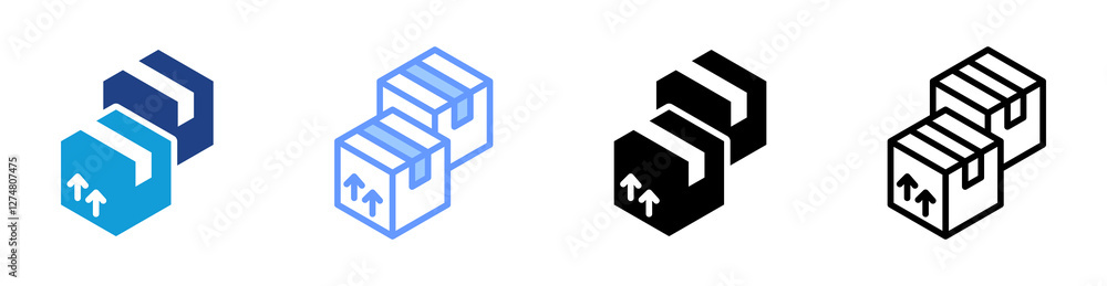 Poster packaging icon set multiple style collection