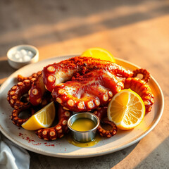 Grilled Octopus - Tender Seafood with Smoked Paprika, Lemon, Olive Oil & Sea Salt