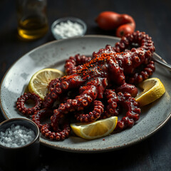 Grilled Octopus - Tender Seafood with Smoked Paprika, Lemon, Olive Oil & Sea Salt