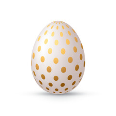 Easter golden decorative egg isolated on white background.	