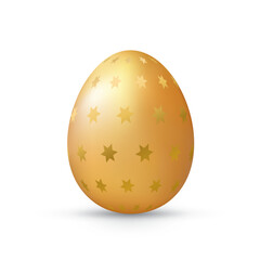 Easter golden decorative egg isolated on white background.	