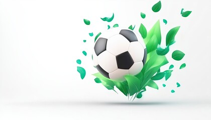 Obraz premium Soccer Ball in Green Leaves Eco Friendly Sports Image
