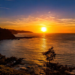 Coastal Sunset Warm Hues