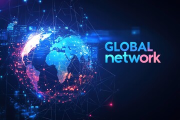 Visual representation of a global network emphasizing connectivity and technological advancement