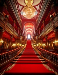 Obraz premium Grand Red Carpet Staircase
