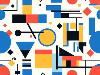 Abstract Geometric Composition: A vibrant interplay of shapes and colors in a modern art style.