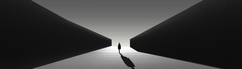 Ein einsamer Weg durch kontrastreiche Schatten und Licht

