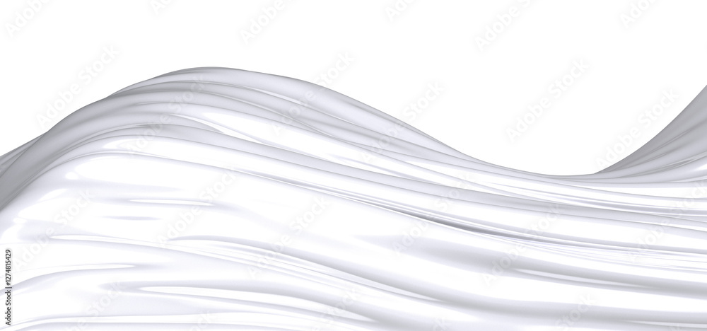 Poster Close-up image of smooth white fabric with a black border, showcasing its texture and soft curves. The fabric drapes elegantly, creating a minimalist and abstract design.