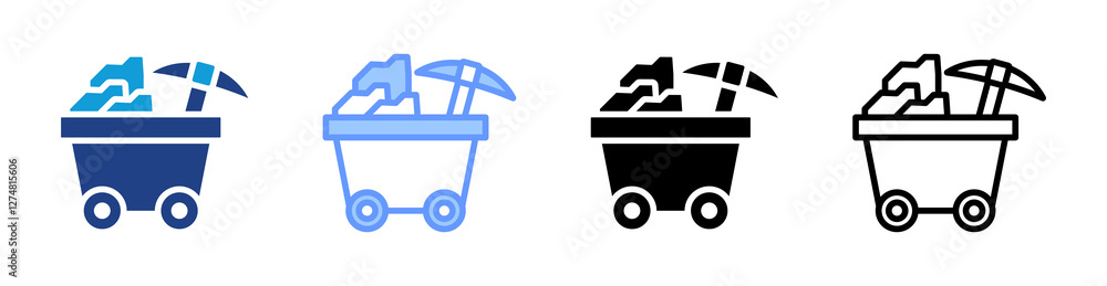 Aufkleber quarrying icon set multiple style collection