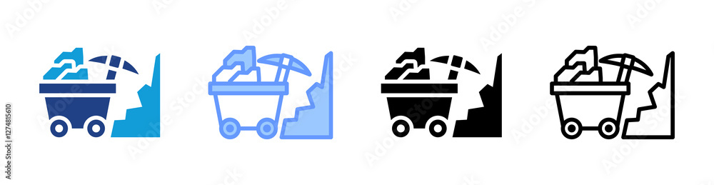 Aufkleber Mining icon set multiple style collection
