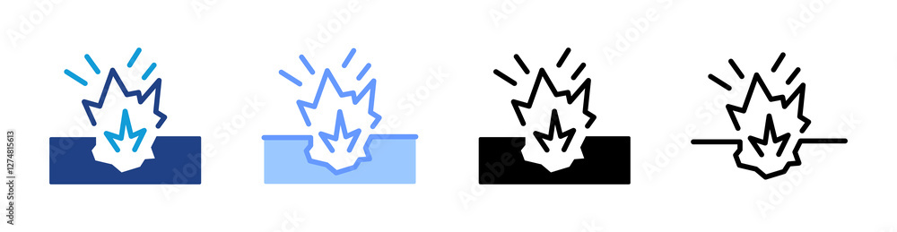 Poster Blasting icon set multiple style collection