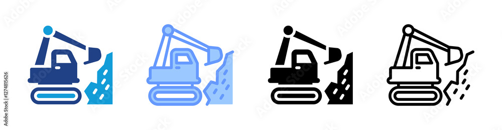 Poster excavation icon set multiple style collection