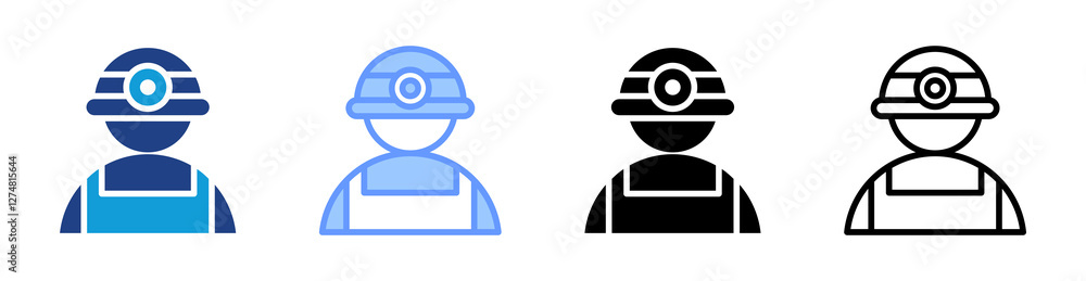 Poster Quarryman icon set multiple style collection