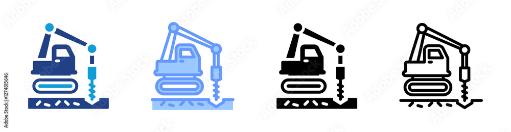 Aufkleber Drill icon set multiple style collection