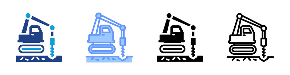 Drill icon set multiple style collection