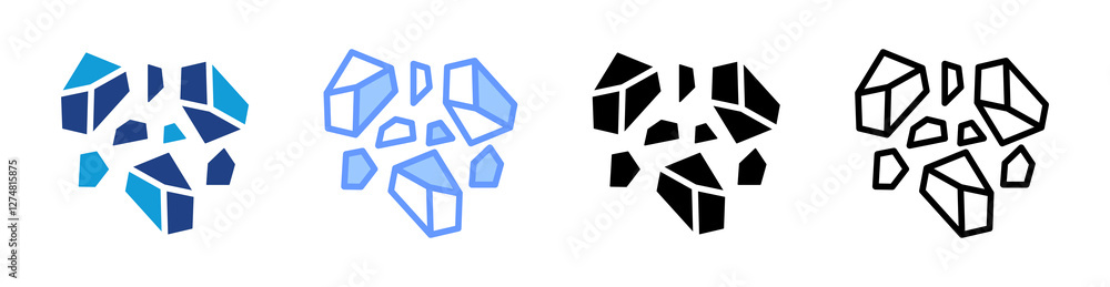 Poster gravel icon set multiple style collection