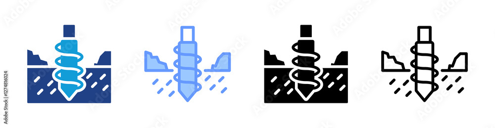 Poster Geotechnical Survey icon set multiple style collection