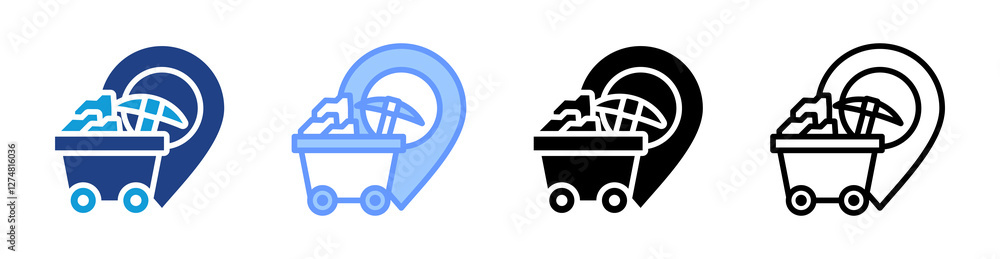 Poster Quarrying Site icon set multiple style collection