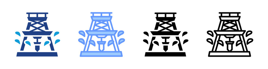 Drilling Rig icon set multiple style collection