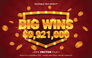 Big Win text effect editable vector realistic 3d style