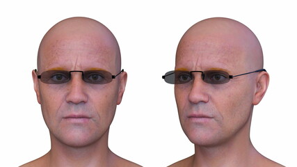 サングラスをかけた男性の顔アップ　3DCGレンダリング