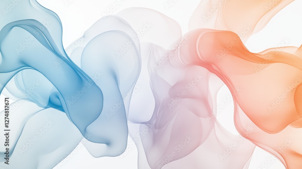 Poster abstract smooth flowing forms with color gradients on white
