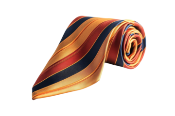 Vibrant striped tie on a tidy surface, highlighting stylish accessory details isolated on transparent background