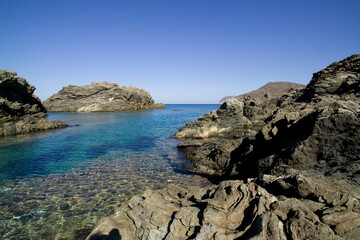 rocky coast of the sea, Isola dell'Asinara. Sassari, Sardinia, Italy