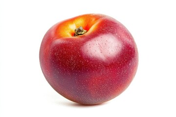 A vibrant red apple glistening with dew, showcasing its juicy texture and rich color isolated on transparent background