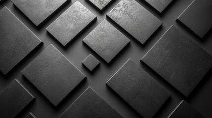 A geometric background with dark gray textured panels arranged in a minimalist pattern. Symbolizing modernity, order, and technology with space for captions, ideal for tech and design concepts.

