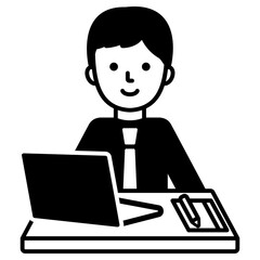 노트북 사용하는 직장인 아이콘