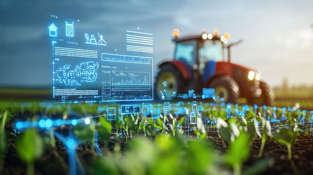 Modern agricultural technology revolutionizing farming practices rural fields digital innovation green environment close-up view sustainable development