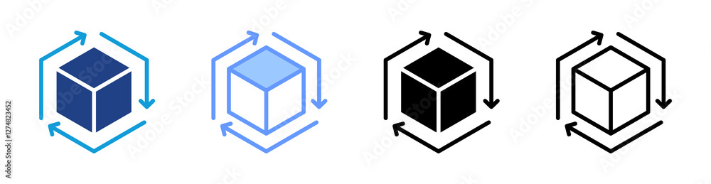 Poster Reuse icon set multiple style collection