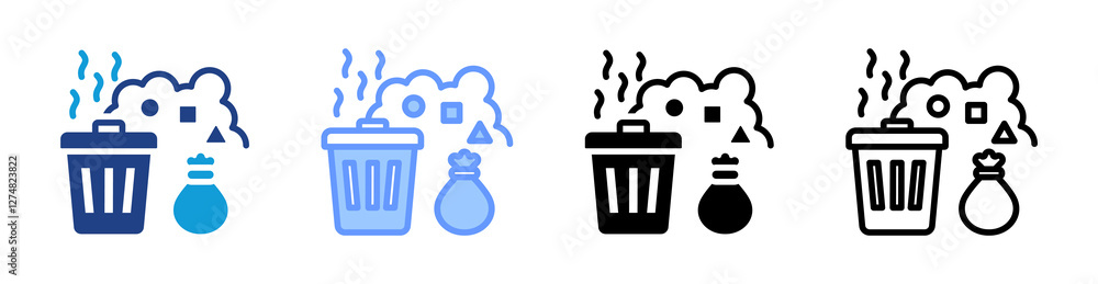 Poster landfill icon set multiple style collection
