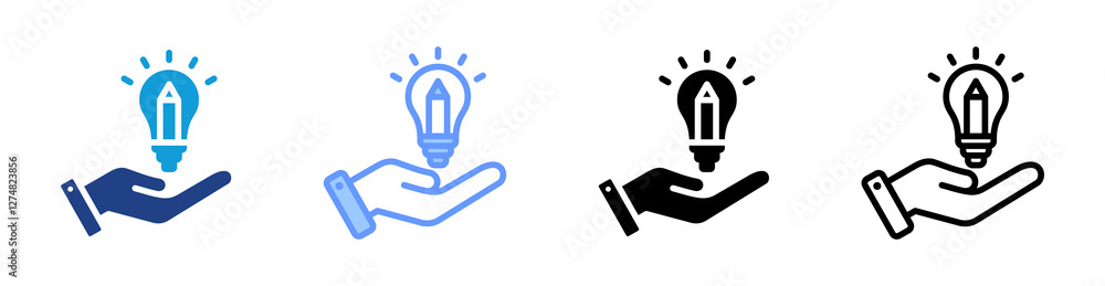 Poster creative solutions icon set multiple style collection