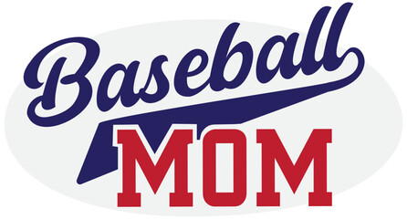 Baseball Mom SVG Vector Graphic; Red and Blue; T-Shirt Design with a swoosh