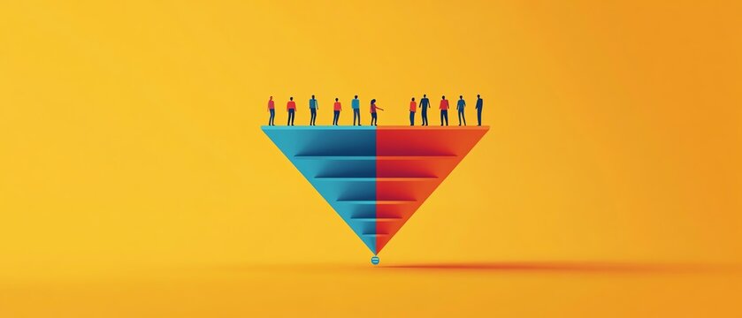 Customer journey stages in the sales funnel, clear and vibrant visualization, awareness, consideration, action, modern and professional design, highresolution, 4K