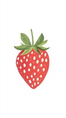 Stylized drawing of a red strawberry with green leaves